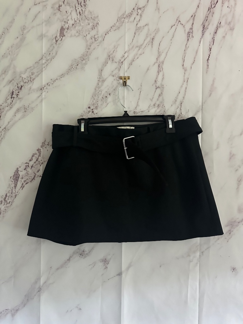 ABERCROMBIE & FITCH BLACK BELTED MINI SKIRT/SKORT - CURVE LOVE WOMENS LARGE NWT